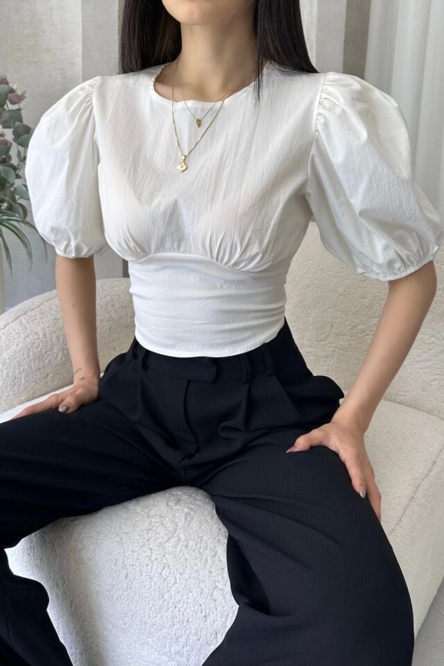 Karpuz Kol Sırt Dekolteli Poplin Bluz